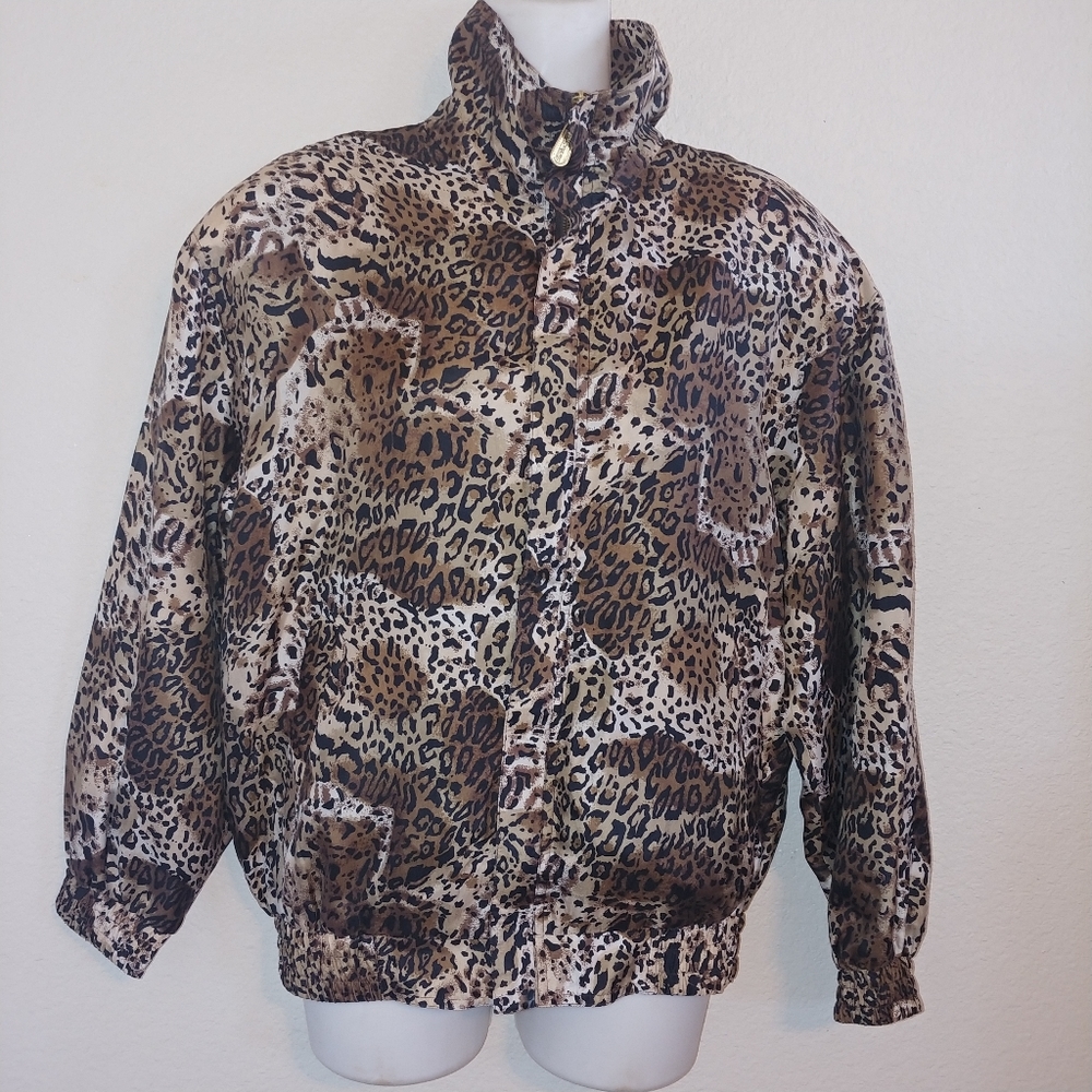 Fuda intl vintage animal print windbreaker silk